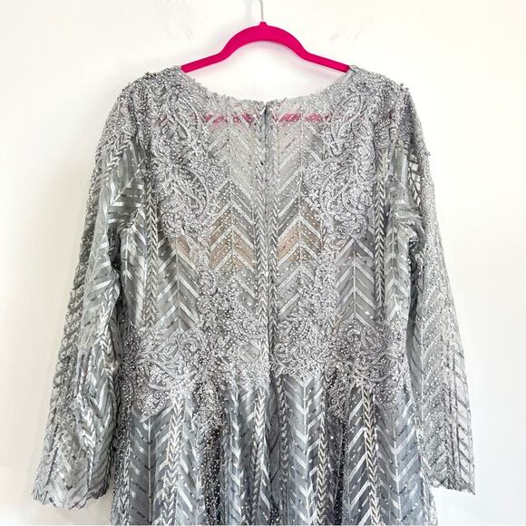 Mac Duggal 20189 Embellished Illusion Long Sleeve Wrap Over Gown - Picture 5 of 8